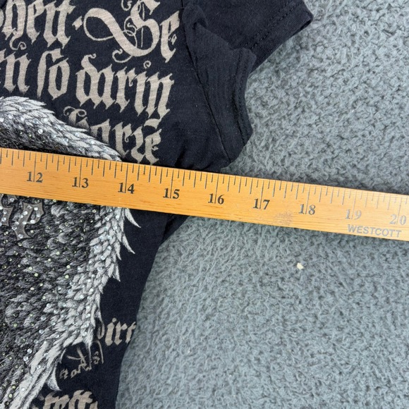 Vtg Rock & Rose Womens V-Neck Graphic T-Shirt Black Emo Grunge Y2k Medium - Picture 4 of 8